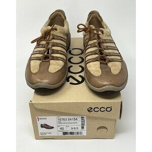 NEW Women's Ecco Oxford Tan Brown Lace Up Leather Sneakers, Size 9 - 9.5